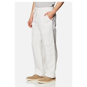 New NWT Cubavera White Linen Blend Wide Leg Pants Size XL In Bright White